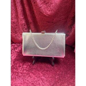 Vintage Accessories Silver Metallic Clutch Clasp Closure w/ Chain Strap 1950s